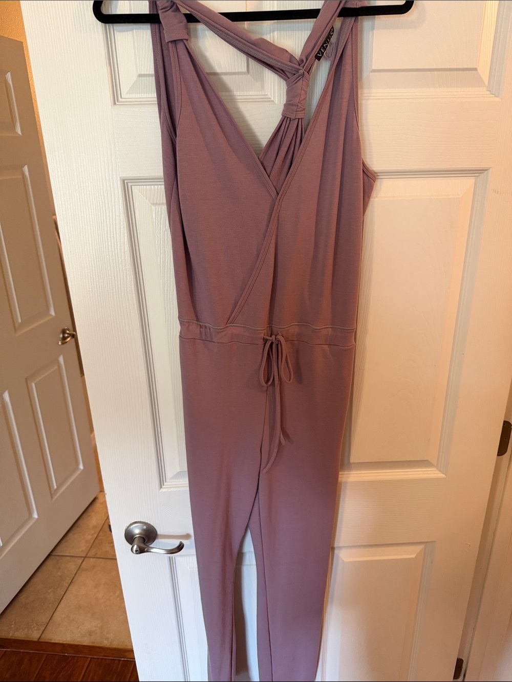 VENUS Sleeveless Knot-Back Jumpsuit in Mauve